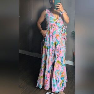 Carlota Maxi Dress in Lisbon Garden Wild RoseBanjanan Size Small